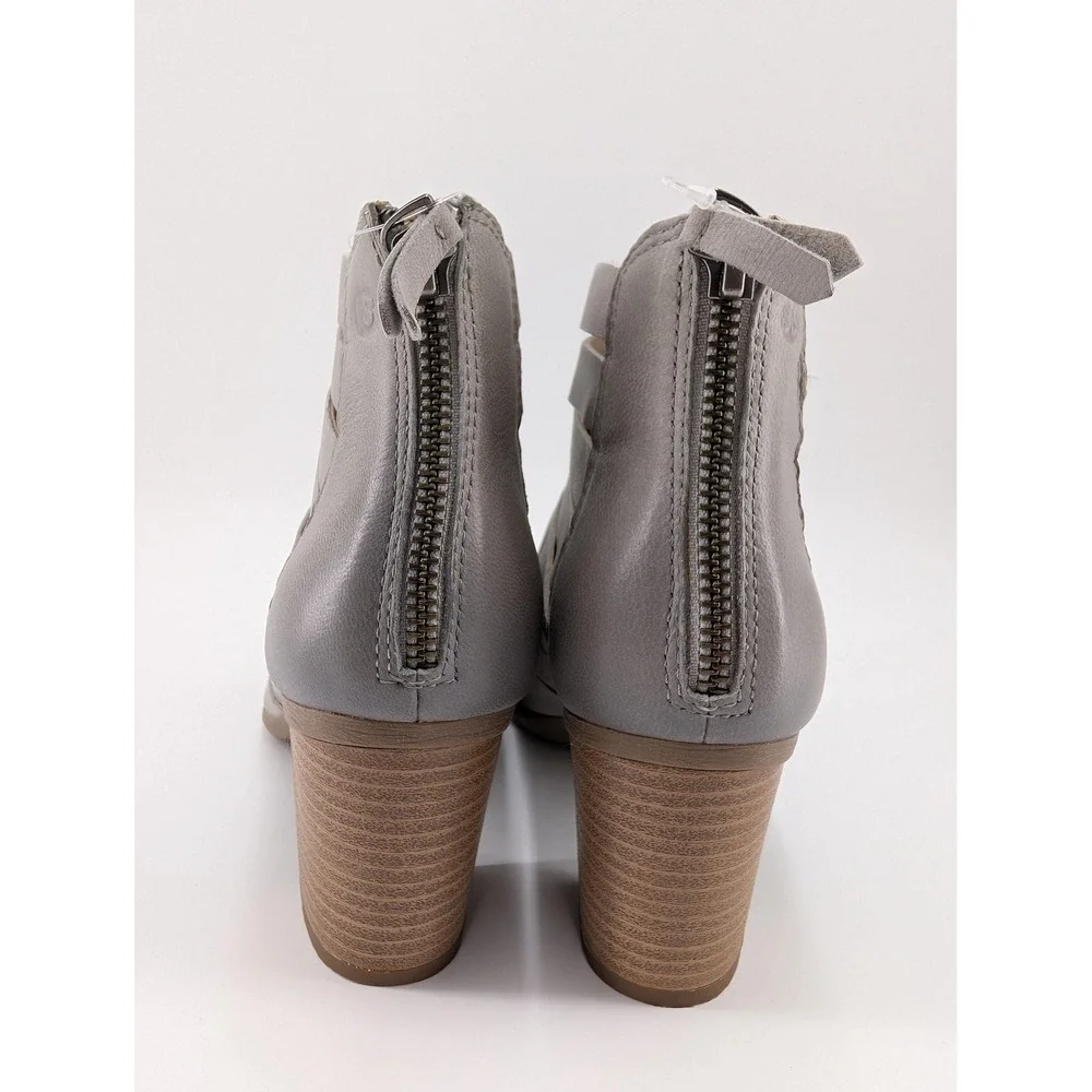 Josef Seibel Booties Womens Size 6.5 Gray‎ Strappy Ankle Block Heel Zip 87901